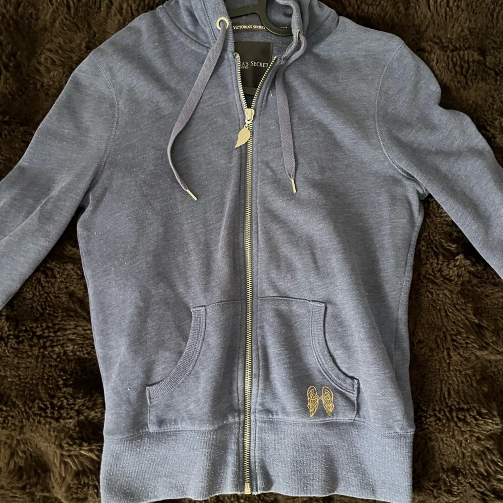 Victoria's Secret Supermodel Essentials Bleu Gray Zip-Up Hoodie